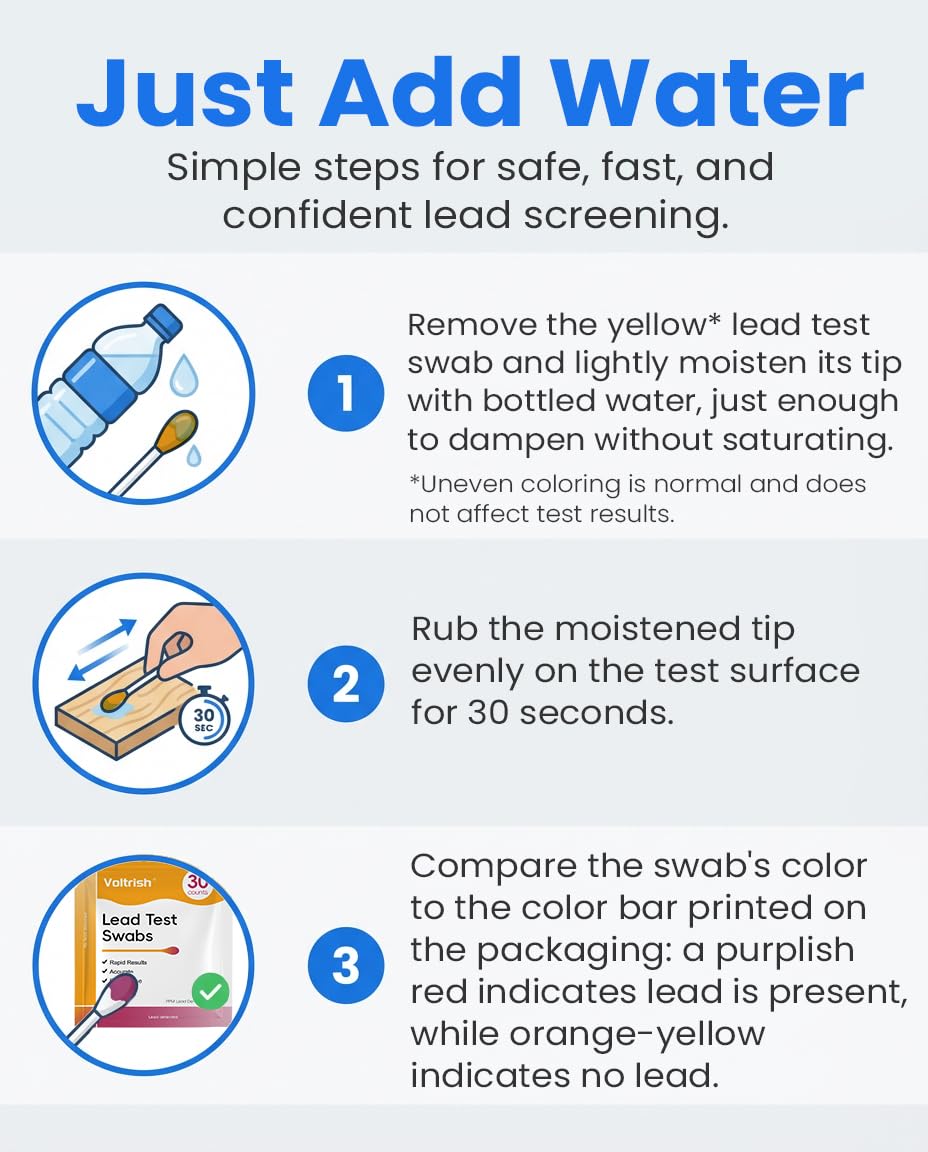Voltrish 30-Count Lead Paint Test Kit, Lead Test Swabs for Paint & Toys