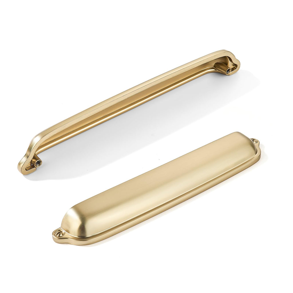 khtumeware 2 Pack Gold Cup Pulls 7 Inch Center to Center - Cabinet & Drawer Handles for Kitchen Hardware