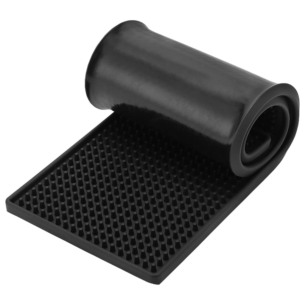 FUNSUEI 4 PCS 6 x 24 Inch Black Rubber Bar Mats, Rubber Bar Service Spill Mat, Non Slip Bar Top Mat, PVC Bar Drink Pad for Home Kitchen, Pubs, Restaurants