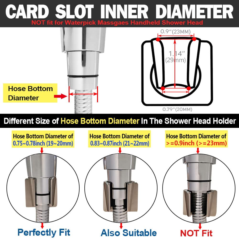 Shower Head Holder All Metal Handheld Shower Wand Bracket Adhesive Shower Wall Mount Holder Brass Shower Spray Holder Brushed Nickel, Drill Free Glue Installation