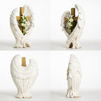 ShineOnAngel 12" Angel Wings Embracing Cross and Calla Lily Garden Statue Memorial Statue