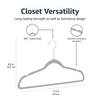 Amazon Basics Slim Velvet Non-Slip Space Saving Suit Clothes Hangers, Closet Organizer, Gray/Silver, 50-Pack