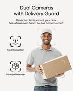 eufy Security Video Doorbell E340,No Subscription,Dual Cameras,2K FHD,Head-to-Toe View, Doorbell Camera Wireless & Wired, Color Night Vision, Two-Way Talk, AI Motion/Package Detection, Built-in 8GB