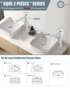 Casavilla Bathroom Sink Faucet(2 Sets),Single Handle Bathroom Faucets with Pop-up Drain and 2 Supply Hoses,Chrome Single Hole Tall Barrel Vanity Faucet,304 Stainless Steel for Sink