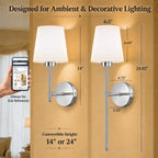IRONPAX Wall Sconces Battery Operated Set of 2, Wireless Rechargeable Wall Sconce Set of Two, Dimmable Wall Lights with Remote for Bedroom Living Room Hallway Decor (Brushed Nickel, Fabric Shade)