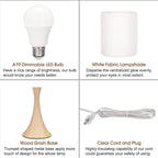 Bedside Touch Lamp, 3 Way Dimmable Touch Control Table Lamp, Wood Grain Farmhouse Table Lamp, Modern Nightstand Lamp with White Shade for Bedroom, Dorm, Office, 3000K LED Bulb Included