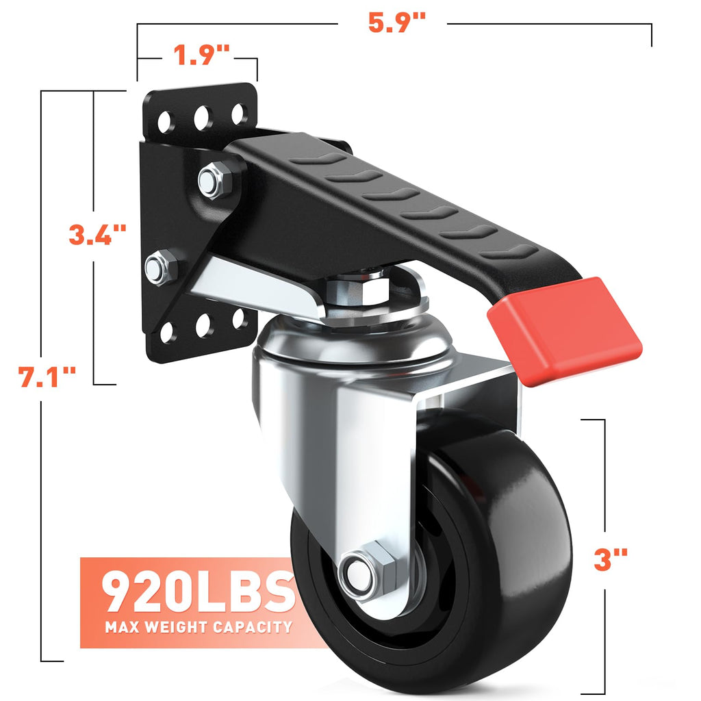 SPACEKEEPER Workbench Casters kit 920 Lbs- Retractable Casters, 4 Pack