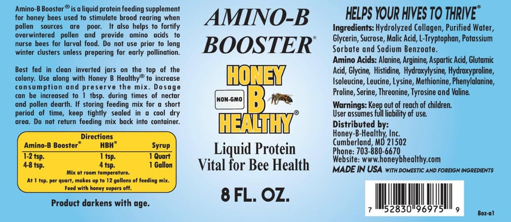 Amino-B Booster 8 oz. Bottle, Liquid Protein Vital for Bee Health
