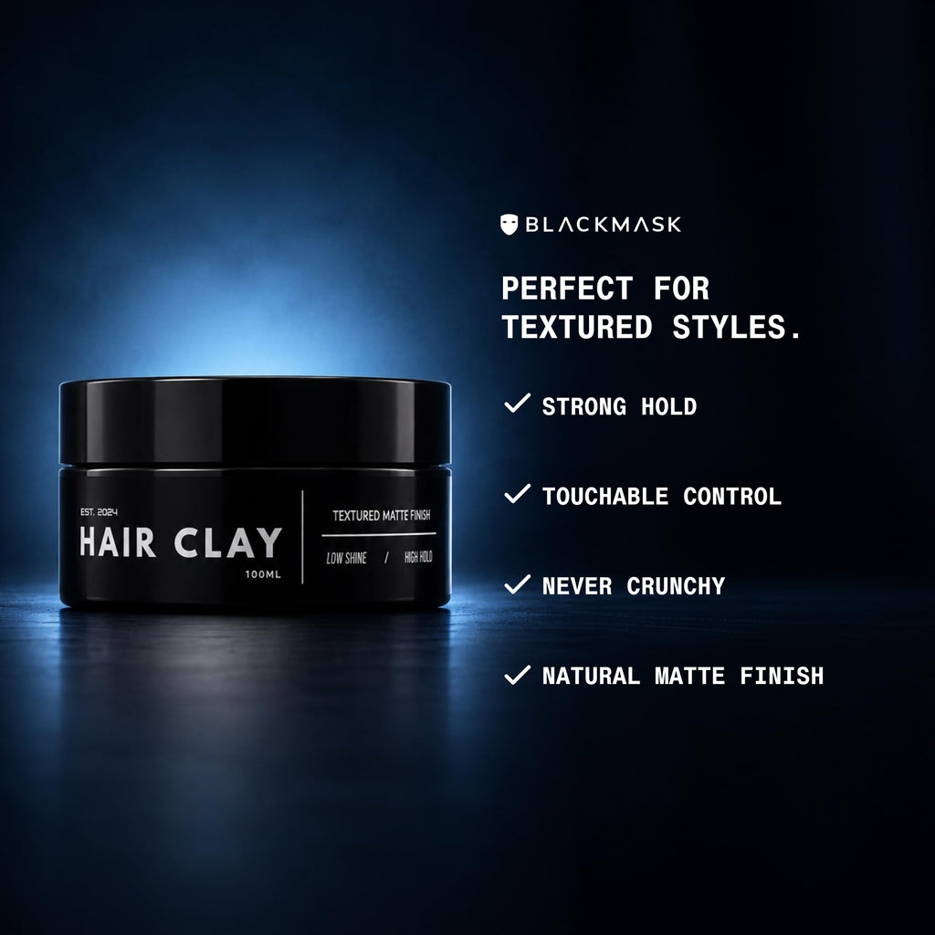 BlackMask Hair Clay for Men, Strong Hold Hair Styling Clay, 3.52oz (1 Pack)