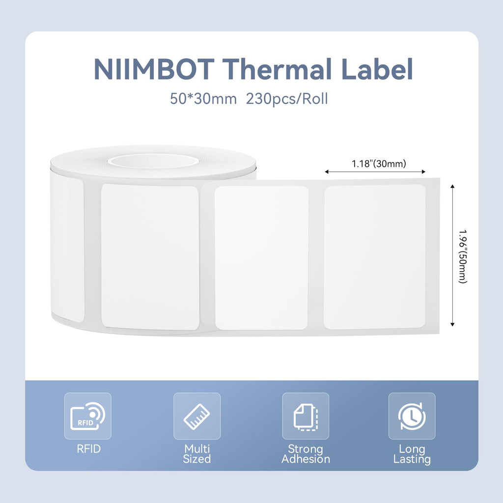 NIIMBOT M2/M3 Thermal Transfer Labels 1.96" x 1.18" (50x30mm) Silver