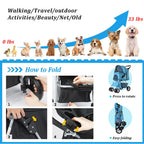 LWWJJ Pet Stroller 4 Wheels, Multifunction Dog Cat Jogger, Folding Lightweight Travel Stroller with Detachable Carrier & Cup Holder for Small/Medium Dogs and Cats, Red