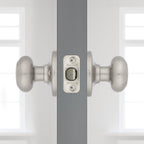 Kwikset Cove Interior Passage Door Knob, Handle For Closet and Hallway Doors, Non-Locking Doorknob in Satin Nickel, with Microban Protection