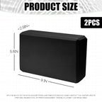 2 Pcs Yoga Blocks, 9"x6"x3" Foam Blocks Yoga Props for Pilates Stretching and Meditation Exercise Blocks Lightweight Yoga Essentials (Black, normal)