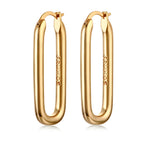 FRUMOS 18K Gold Plated Oval Hoop Earrings, Chunky Thick Huggie Earrings for Women, Hypoallergenic Jewelry