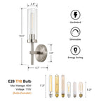 SANTOSTOCK Brushed Nickel Hardwired Wall Sconces Set of 2, Modern Bathroom Sconces Vanity Light Fixture, Farmhouse Wall Mount Lamps for Mirror Living Room Bedroom Hallway