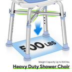 Delog Heavy Duty Shower Chair - 500lb Capacity, Padded Bath Seat with 6 Height Adjustable Tubes - Tool Free Anti-Slip Bench for Elderly, Senior, Handicap & Disabled