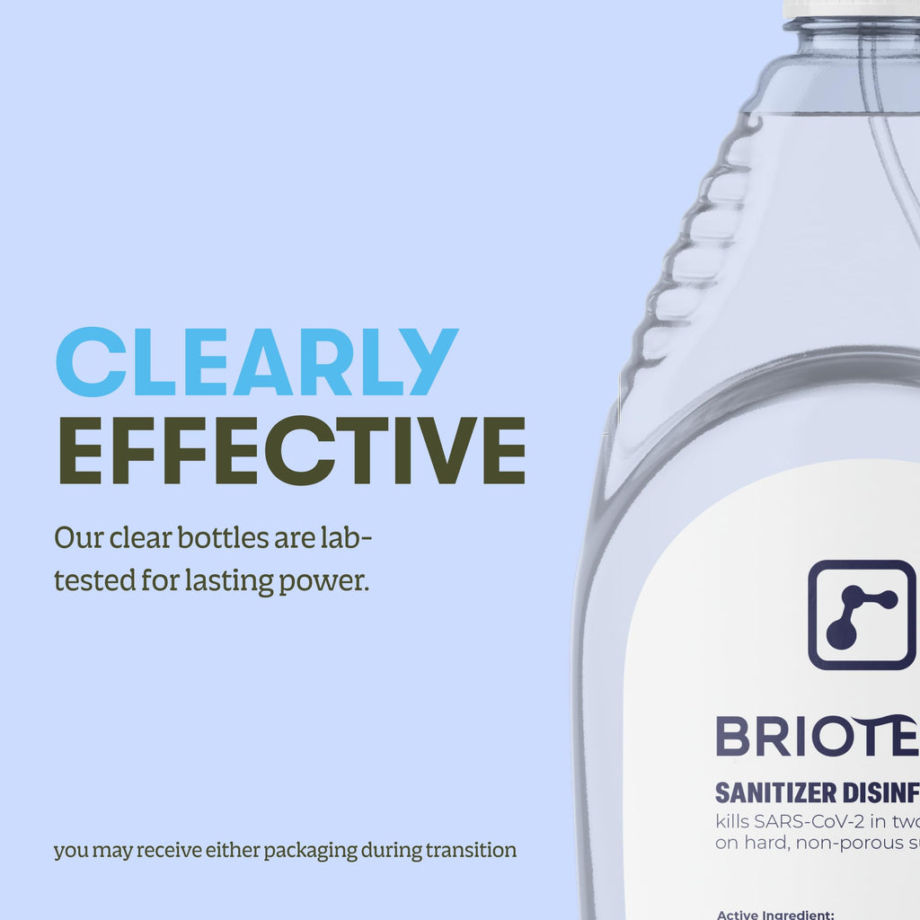 BRIOTECH Sanitizer Disinfectant Hypochlorous Spray, Kills 99.99% of Viruses & Bacteria, Eliminates Odor, Gentle for Nurseries & Play Rooms, Rinse Free Surface Sanitizer, 32 fl oz (Pack of 2)