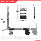 Suzhi Convertible Hand Truck Dolly Cart with Wheels Heavy Duty/with 4 Wheels / 500Lbs Load, 2 Straps for Furniture/Appliance/Carton/Warehouse/Office/no Need to Install, Easy to fold as Video
