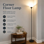 PESRAE Floor Lamp, Remote Control with Stepless Color Temperatures and Brightness, Torchiere lamp for Bedroom, Living Room, Bulb Included (Matte Black)