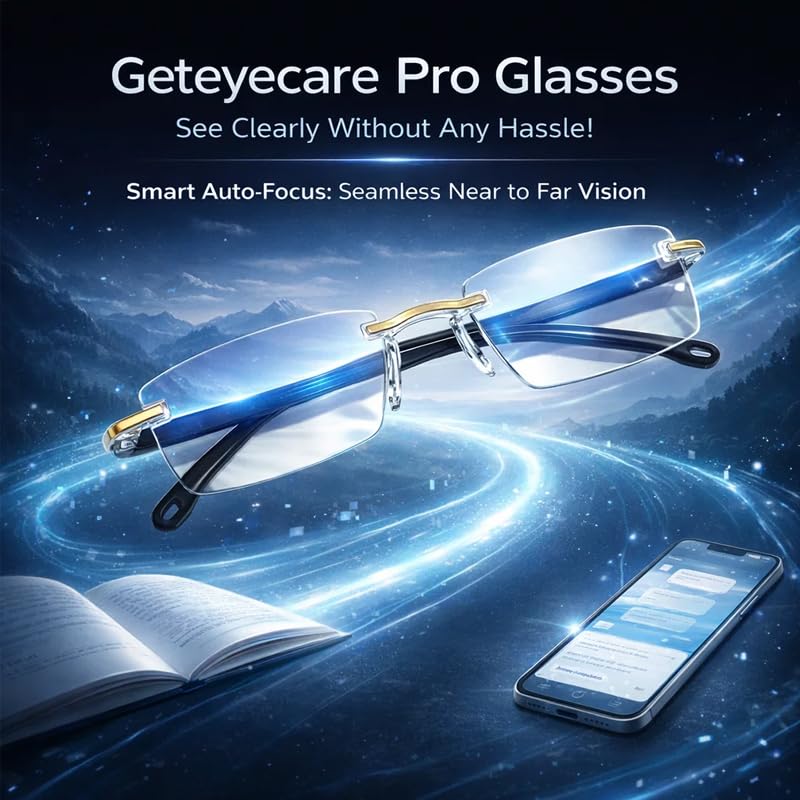 Geteyecare Pro Glasses, Upgraded Blue Light Blocking Reading Glasses, Auto Focus Glasses Self Adjusting Unisex (Gold+Silver)