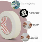 SWRT Masking Tape 1 inch x 55 Yards x 24 Rolls (1320 Total Yards), Masking Tape Bulk for General Purpose, Beige White Tape for Painting, Labeling, Packaging, Crafting & DIY Projects