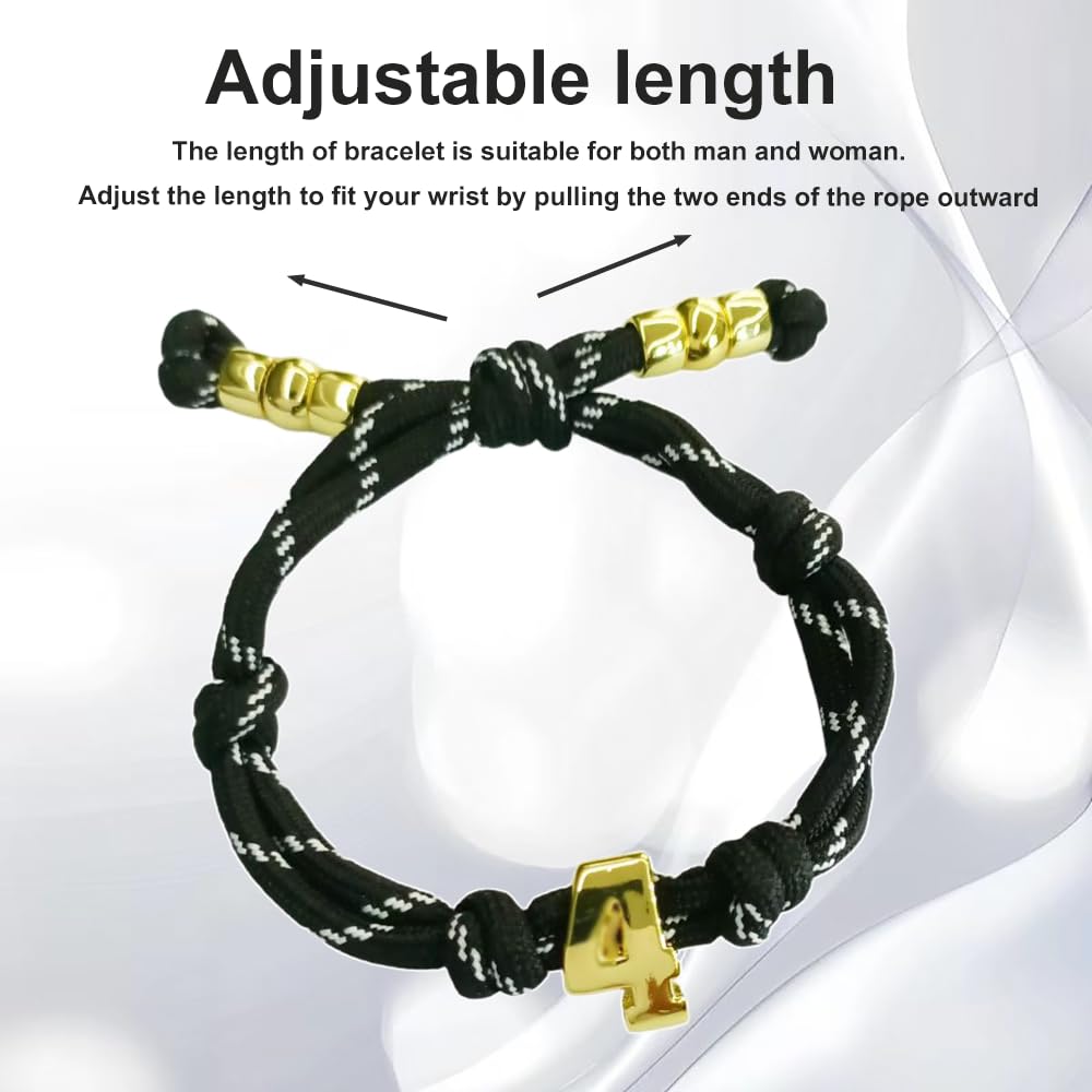 Custom Bubble Number Bracelet, Personalized Numbers Knotty Rope Bracelets