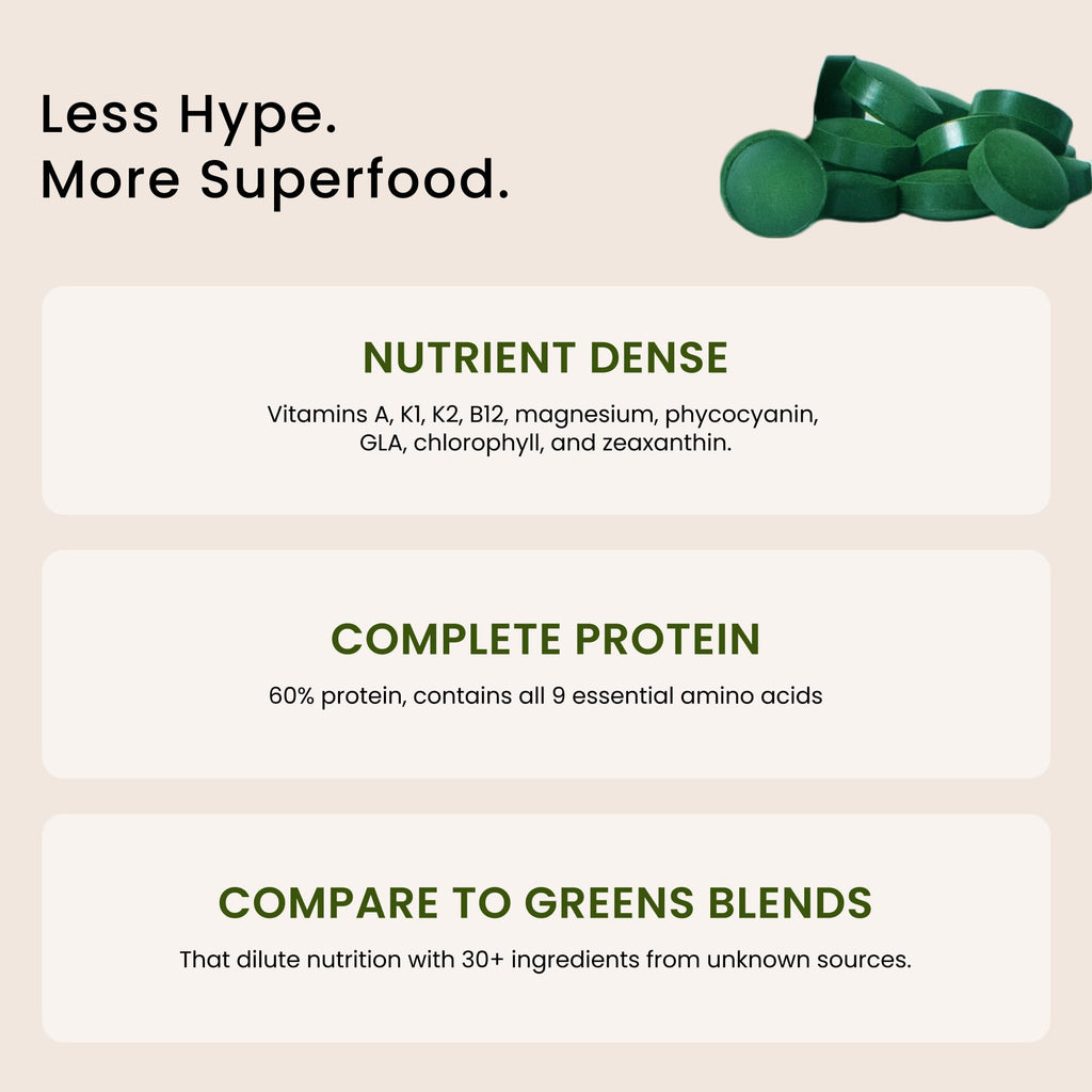 Nutrex Hawaii Pure Hawaiian Spirulina – Vegan Superfood, 500 mg Tablets, Farm Grown in Kona, Non-GMO, Immune Support & Cellular Energy, 200 Count