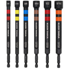 Klein Tools 32940 SAE Magnetic Hollow Impact Nut Drivers Set, 6-Piece Color Coded Hollow Power Nut Driver with Extended Reach, 6 SAE Sizes