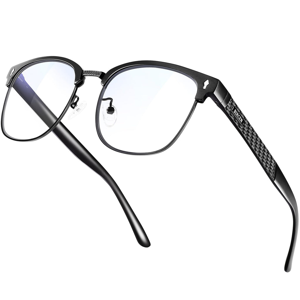 BIRCEN Blue Light Blocking Glasses: Al-Mg Metal Computer Clear Bluelight blockers Glasses for Men Anti Eyestrain on Office & Home