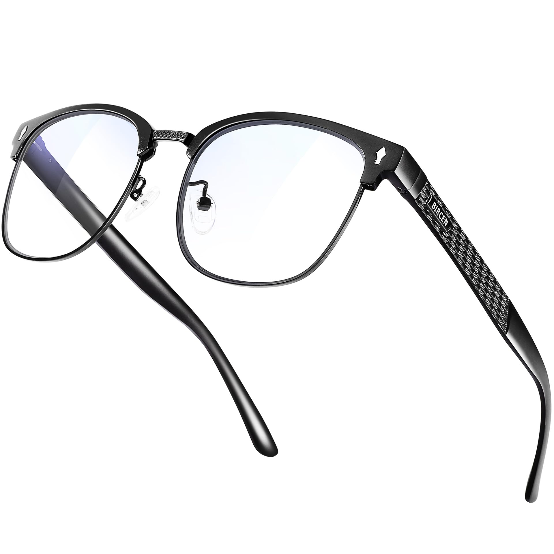 BIRCEN Blue Light Blocking Glasses: Al-Mg Metal Computer Clear Bluelight blockers Glasses for Men Anti Eyestrain on Office & Home