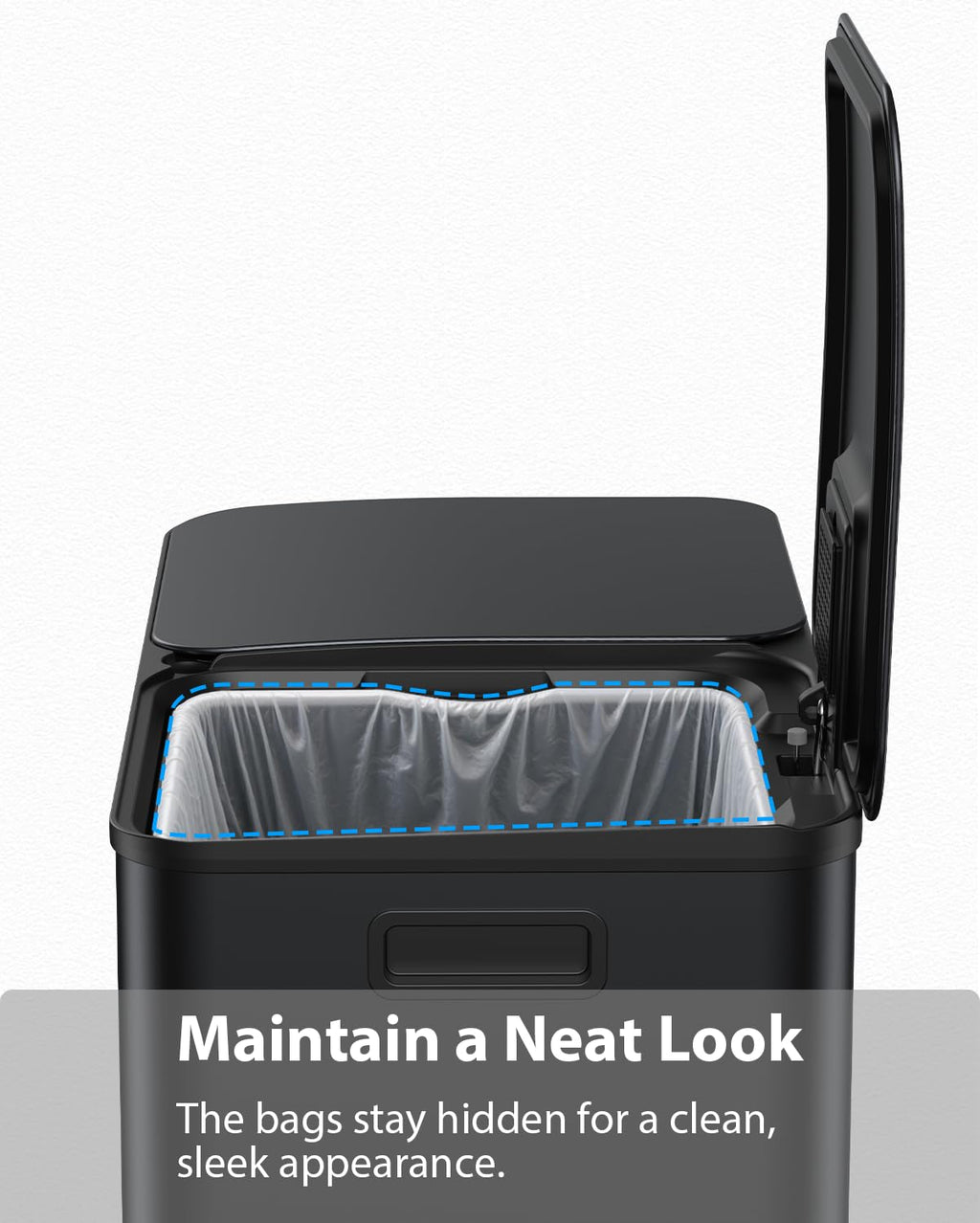 Dual Trash and Recycling Bins for Kitchen, 2×13 Gallon (2× 50L) Stainless Steel Trash and Recycle Bin Combo with Soft-Close Lid, Large Garbage Cans for Kitchen Home with 2 Magnets Sticker, Black