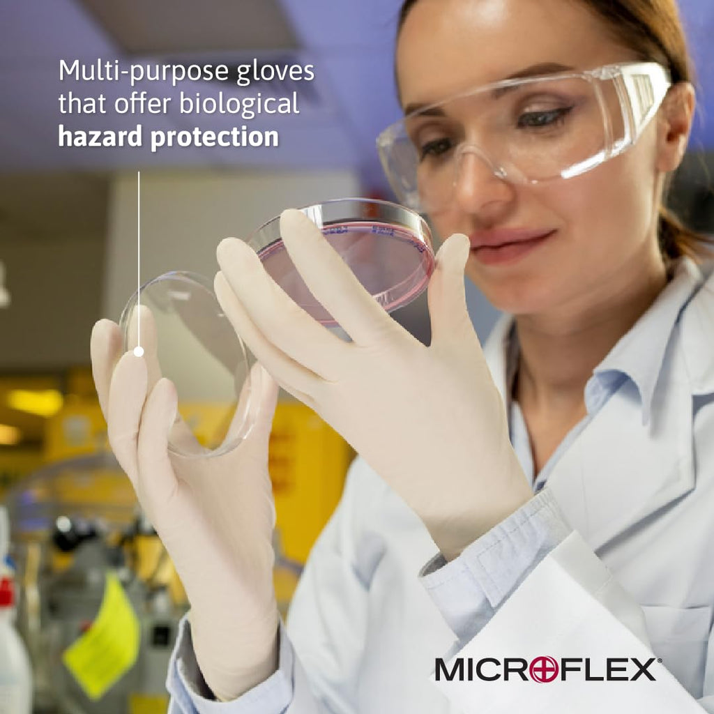 Ansell Microflex 10-754 Daily Defense Disposable Latex Gloves for Cleaning, Food Prep, First Aid - Large, Natural (Case of 1000)