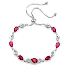 FANCIME July Birthstone Teardrop Ruby Tennis Bracelet for Women, Sterling Silver 9x7mm main Gemstone Bolo Adjustable Chain Bracelet Fine Jewelry Birthday Gifts for Women Mom Wife Her