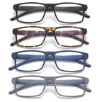 JAWSOCK 4 Pack Reading Glasses Blue Light Blocking for Men Women,Rectangular Frame Computer Readers with Spring Hinge,Reading Glasses for Men Women，Anti Eyestrain/UV Ray Eyeglasses (1.75x)