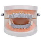 JINAO Grillz Teeth Men - Grills for Your Teeth 8 Top & Bottom Set, 18K Gold-Plated Brass Dental Grills with Molding Bars, Unisex Hip-Hop Rapper Costume Accessory(Iced Silvery Set)