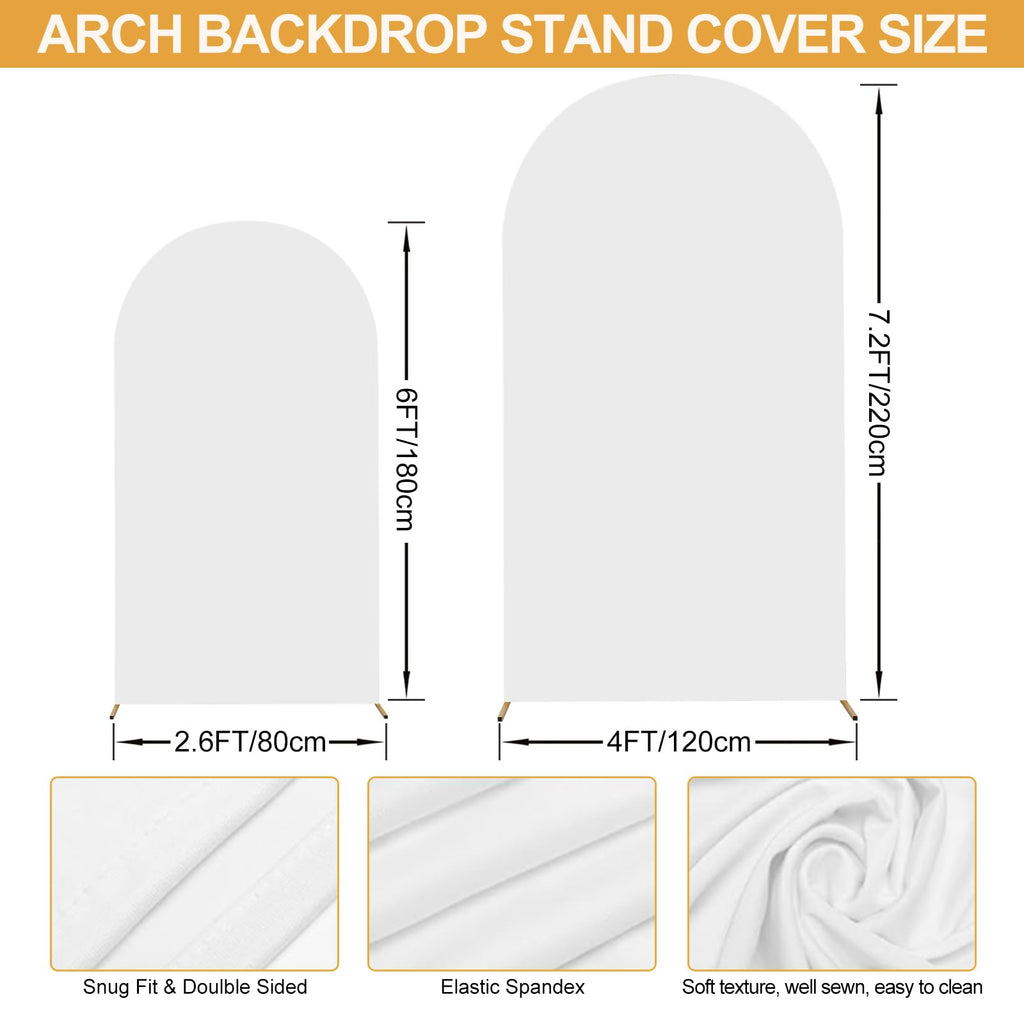 SuuWoee Wedding Arch Backdrop Stand Set of 2 With White Cover (7.2FT+6FT)