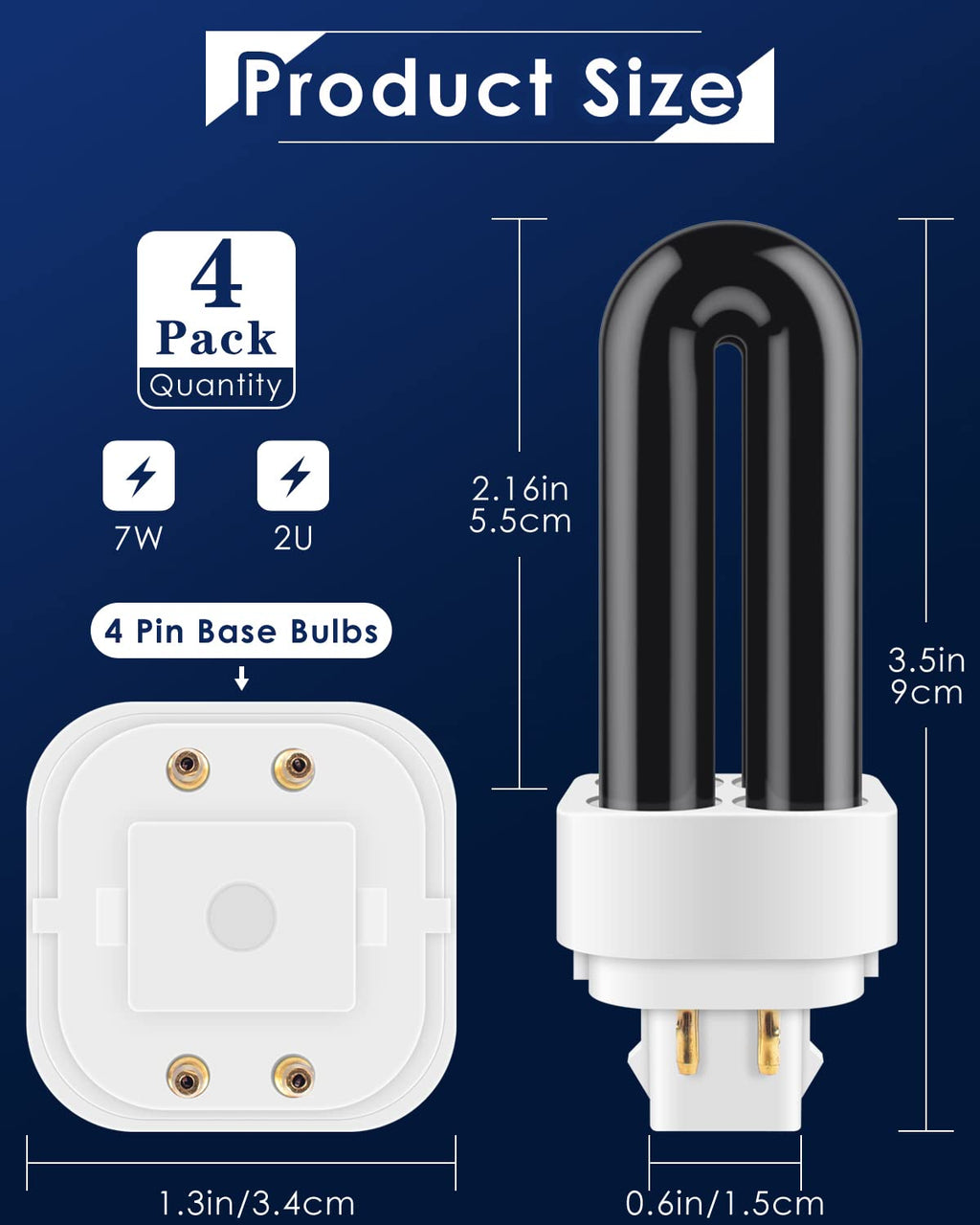 7W 41050 Replacement Bulbs Compatible with Dynatrap DT1050 DT1100 DT1210 DT1250 DT1260, 1/2 Acre Replacement Bulb U Shape Replacement Bulbs Light (4 Pack)