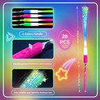 SHQDD 28 PCS Glow Fiber Wands Sticks, LED Light Wands, Halloween Glow in The Dark Party Supplies, Fiber Optic Wands, LED Flashing Sticks, Fiber Optic Light Wand Stick for July 4th Party, Wedding