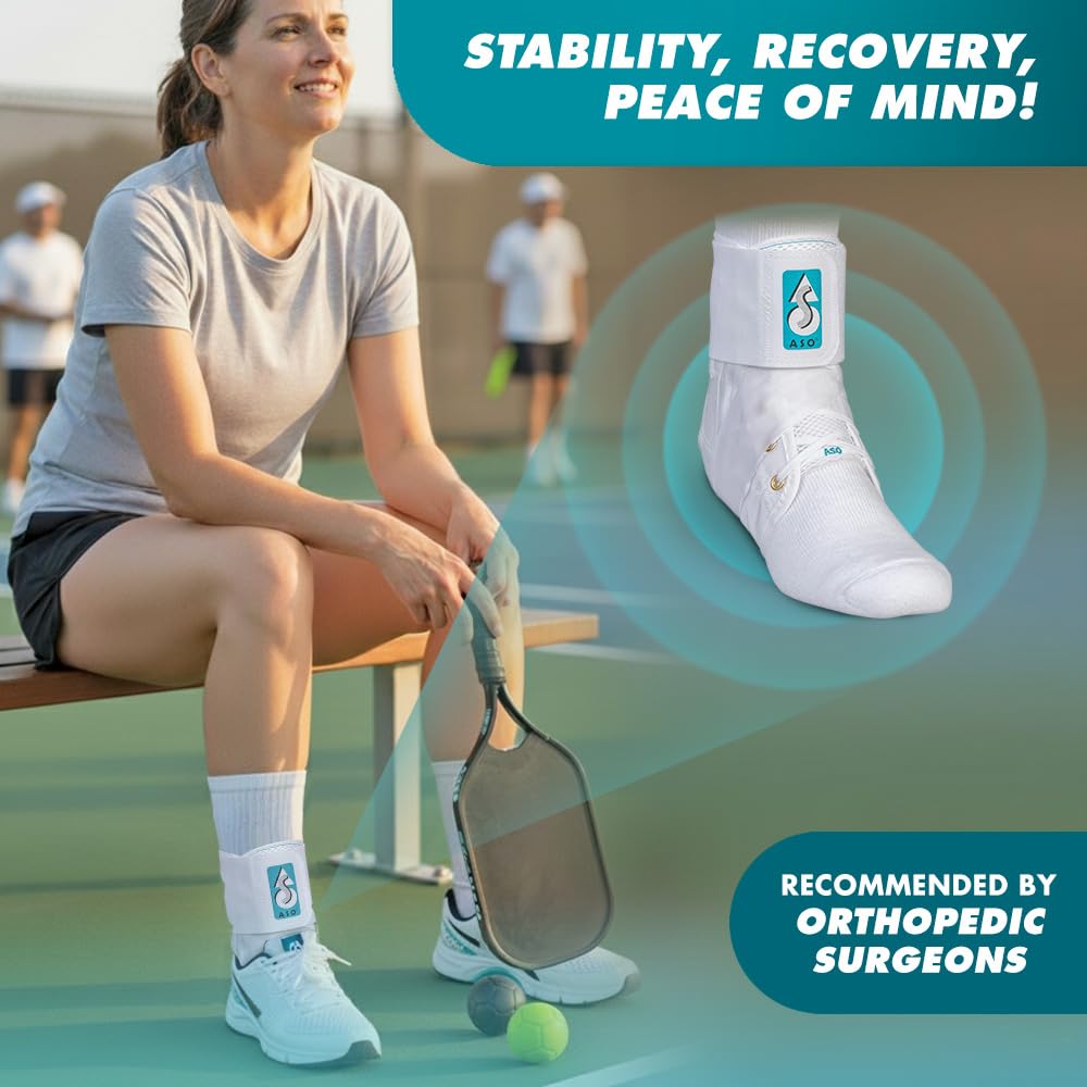 Med Spec ASO Ankle Stabilizer (XX-Small, White) – Lace Up Ankle Brace for Ankle Sprain and Instability, Orthopedic Ankle Support for Men, Women, Adults, Teens and Kids, Sports Injury Recovery, 264009