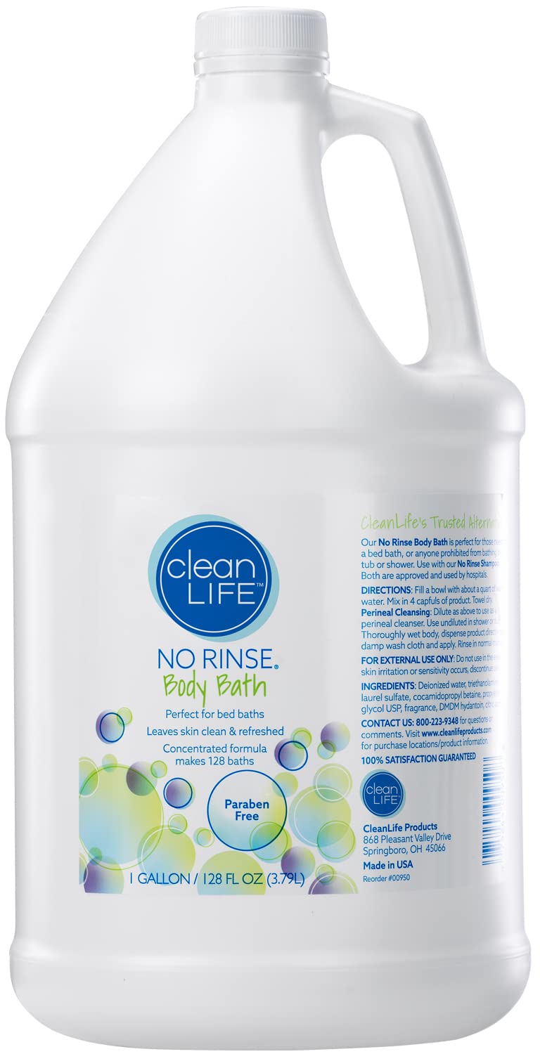 No-Rinse Body Bath (1 Gallon) - Leaves Skin Clean, Refreshed and Odor-Free, Rinse-Free Formula - Makes 128 Complete Baths