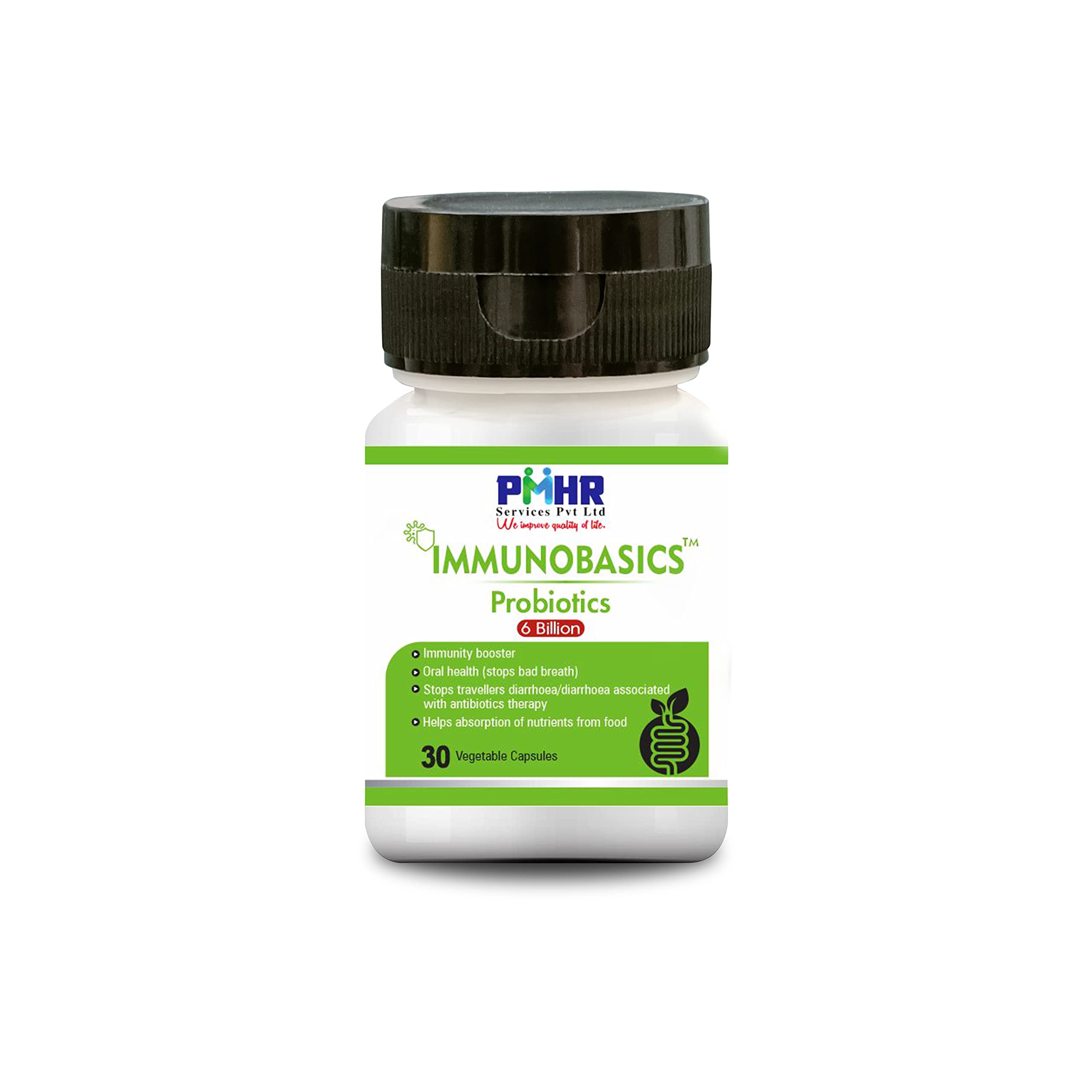 IMMUNOBASICS Bacillus Claussi Plus 6 Billion CFU Capsules | It Contains L. Acidophillus, L. Rhamnosus, L. paracasei, L. Returi, Saccharomyces Boulardii, Bacillus Clausii and FOS for Gut Health.