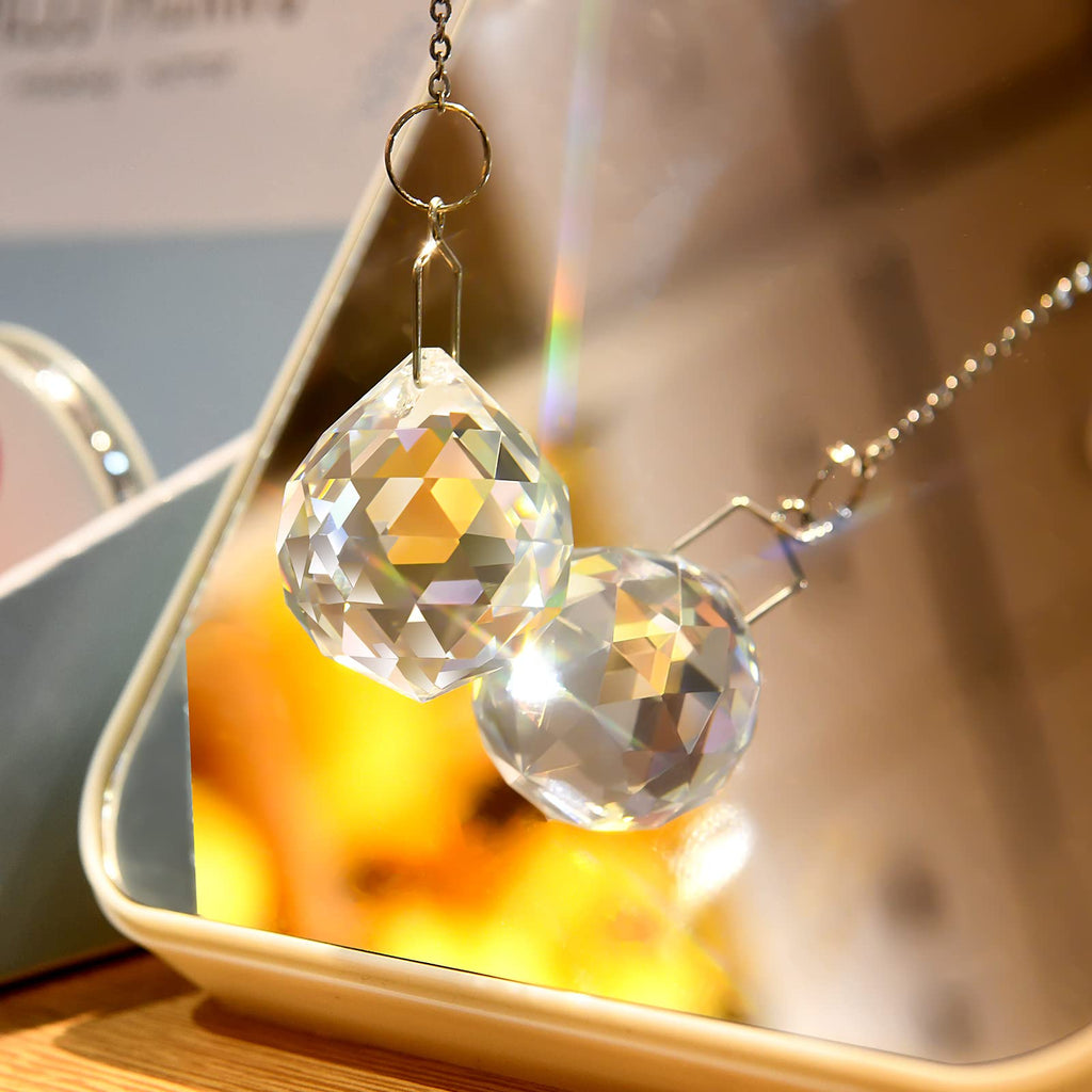 MerryNine Clear Crystal Sun Catcher Suncatcher Prism Ball with Metal Chains