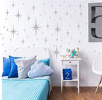 Retro Starburst Wall Decals Star Wall Stickers Atomic Star Walls Decals Geometric Walls Decor Modern Nursery Decor Peel and Stick Stars(116pcs)