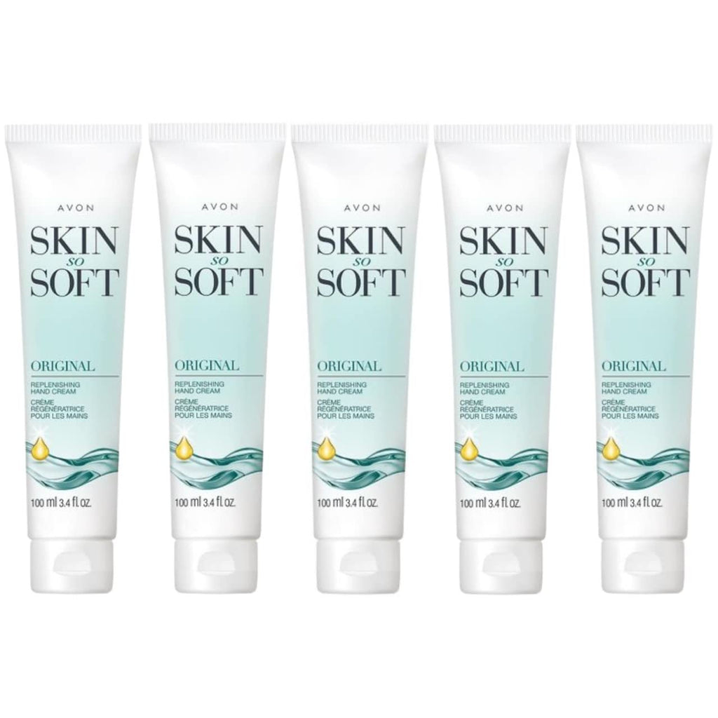 Avon Skin So Soft Original Replenishing Hand Cream – 5 Pack, 3.4 fl. oz. – With Jojoba Oil for 24+ Hour Moisturization, Nourishes & Softens, Fresh Herbal Scent, Dermatologist Tested