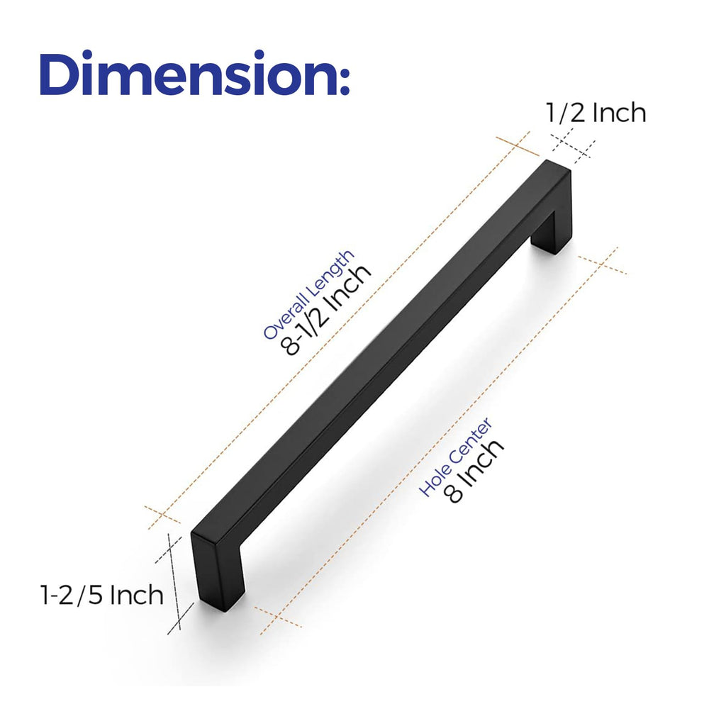 Ravinte 10 Pack 8 Inch Kitchen Square Cabinet Handles Matte Black Cabinet Pulls Black Drawer Pulls Kitchen Cabinet Hardware Kitchen Handles