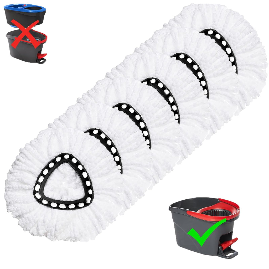 6 Pack Mop Replacement Heads for O-Ceda EasyWrin Spin Mop, Microfiber Spin Mop Refills, Easy Cleaning Mop Head Replacement White
