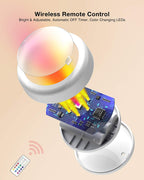 SEMSMOKS Puck Lights with Remote Control, Battery Operated LED Push Light Wireless, 13 Color RGB - for Closet, Bedroom Wall, Under Cabinet, Battery Powered Puck Lights. Convenient 3M Stick On, 6 Pack