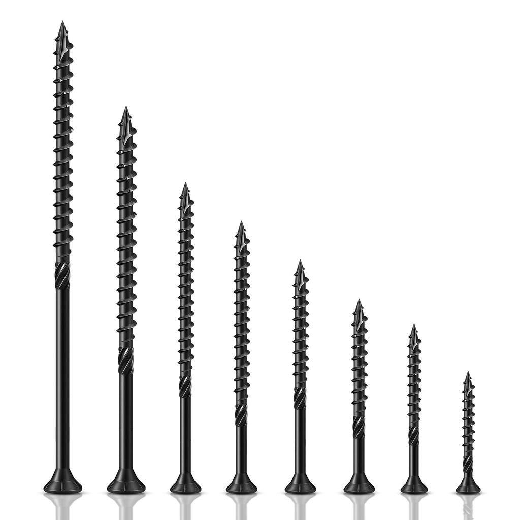 BNUOK #8 Deck Screws 1-5/8" Exterior Decking Wood Screws Heavy-Duty Outdoor Torx Drive Head,Black Rust Resistant Epoxy Coated for Timber,Fence,Star Bit(1Ib,129Pcs)
