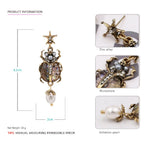 Beetle Earrings for Women, Cubic Zirconia Insect Drop Earrings, Cute Funny Jewelry