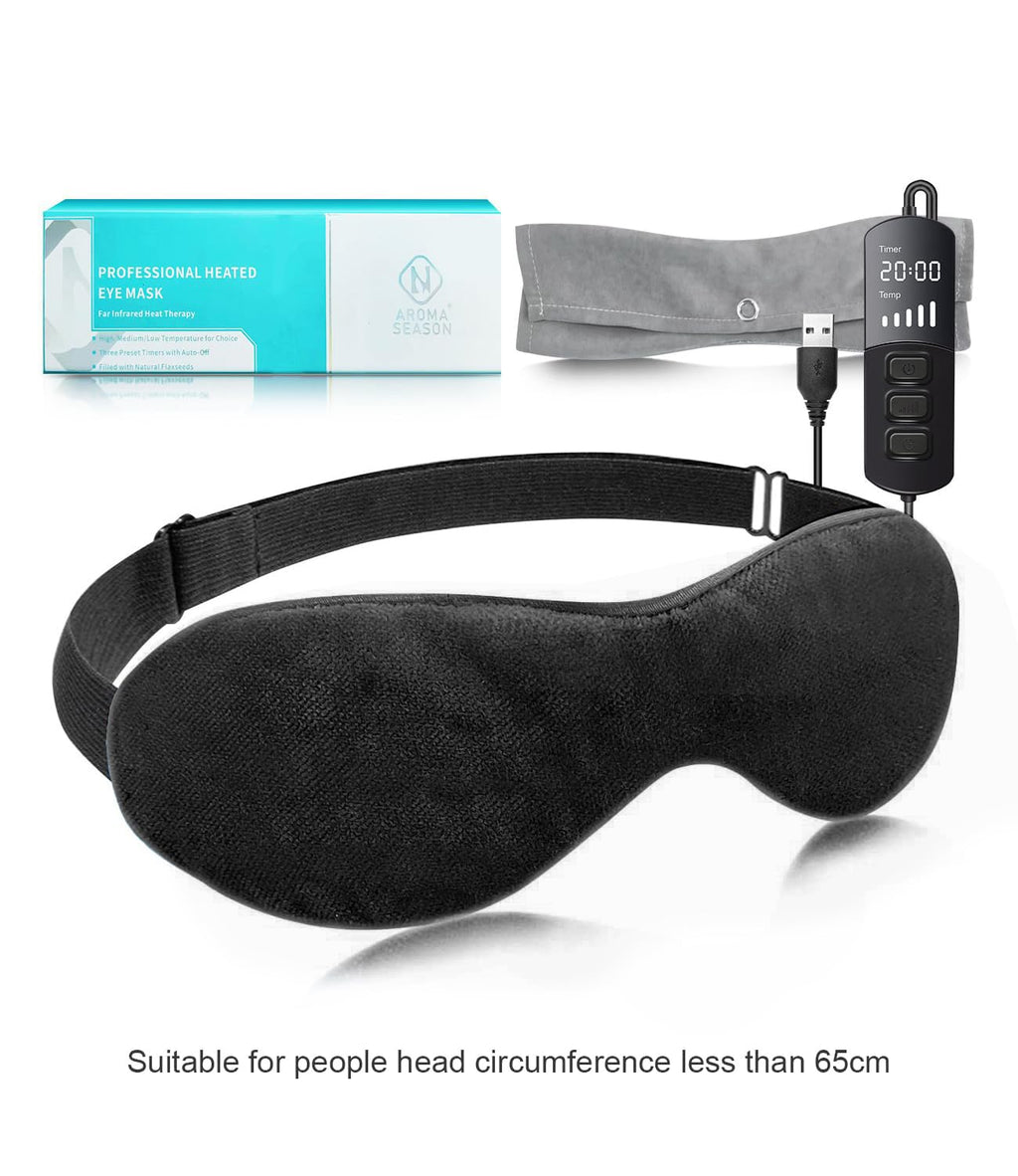 Aroma Season Heated Eye Mask for Dry Eyes, Warm Eye Compress with Flaxseed Graphene FIR for MGD, Dry Eye Syndrome, Chalazion Blepharitis Treatment, Steam Moist Heat Therapy to Unclog Glands (Black)